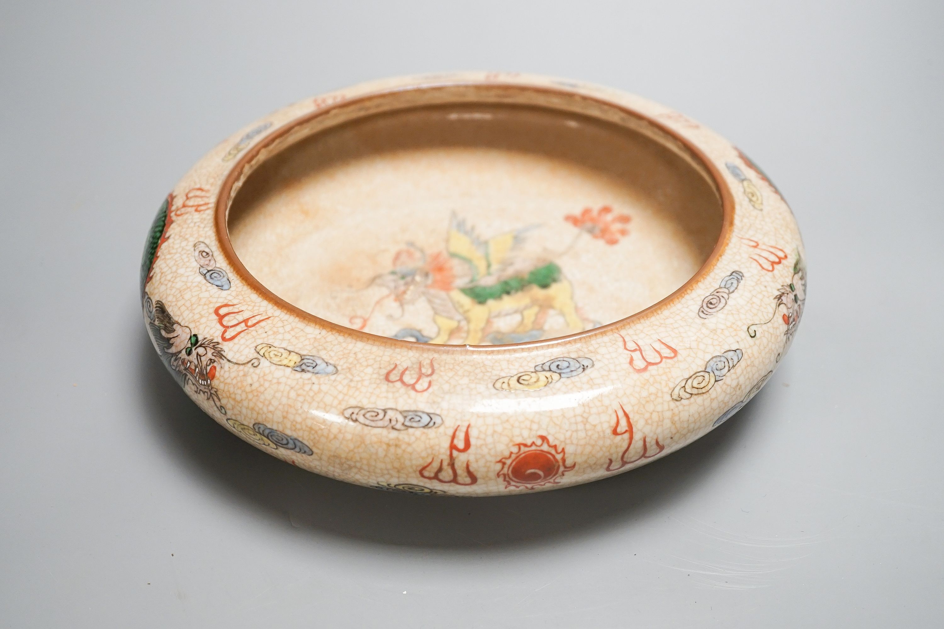 An early 20th century Chinese crackle glazed bowl or brushwasher 26cm